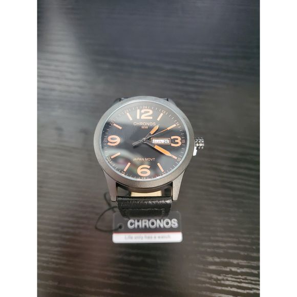 🔥NEW‎ IN BOX Chronos Men's Double Calendar Leather Strap Sports Watch - Picture 2 of 5
